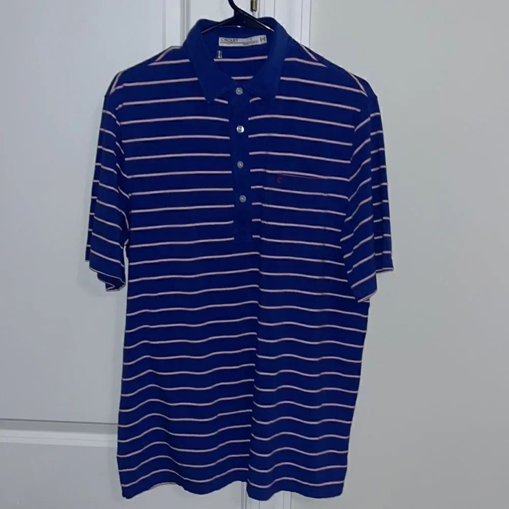 Men’s retro Criquet Austin TX Blue/white/red cotton/spandex Pocket Polo shirt L